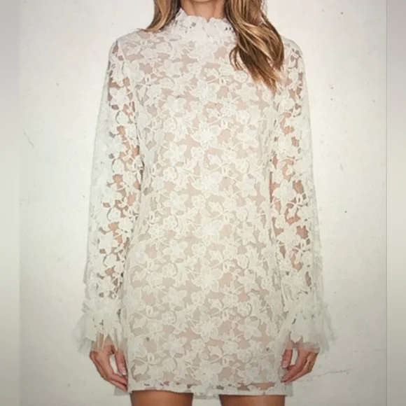 Alexis - White Lace Mini Dress - Picture 7 of 8